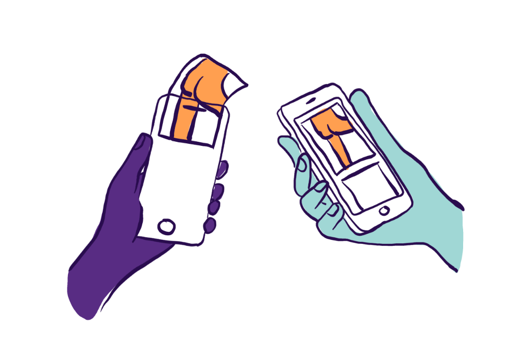 Et par hender som holder en mobiltelefon